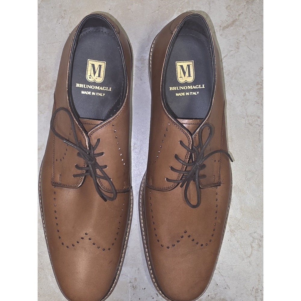 Bruno Magli John Tan Leather Wingtip Derby Dress Shoes Mens 10.5 M BM600424